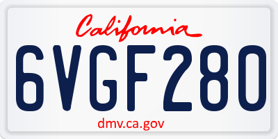 CA license plate 6VGF280
