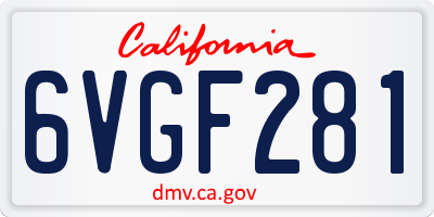 CA license plate 6VGF281