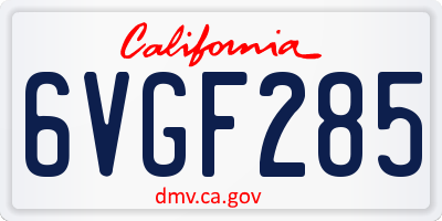 CA license plate 6VGF285
