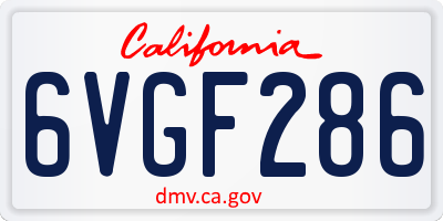 CA license plate 6VGF286