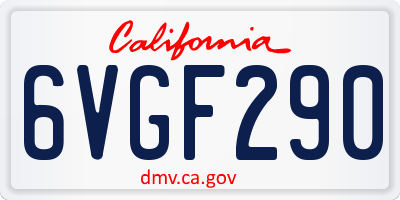 CA license plate 6VGF290