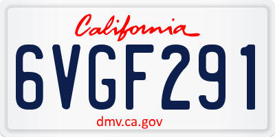 CA license plate 6VGF291