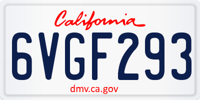 CA license plate 6VGF293