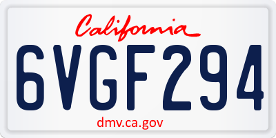 CA license plate 6VGF294