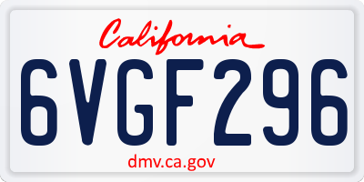 CA license plate 6VGF296