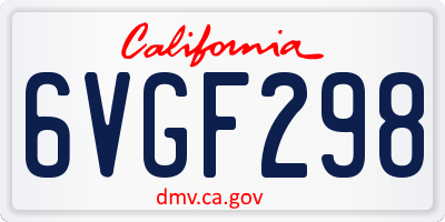 CA license plate 6VGF298