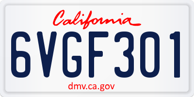 CA license plate 6VGF301
