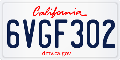 CA license plate 6VGF302
