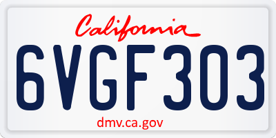 CA license plate 6VGF303