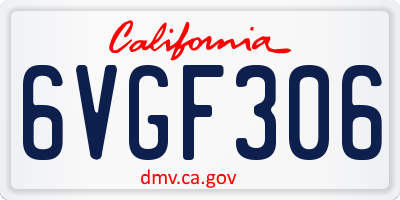 CA license plate 6VGF306