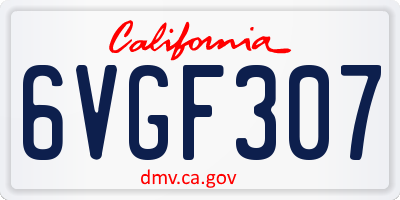 CA license plate 6VGF307