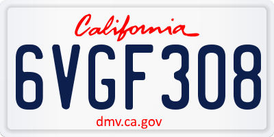 CA license plate 6VGF308