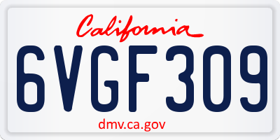 CA license plate 6VGF309