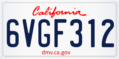 CA license plate 6VGF312