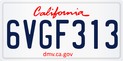 CA license plate 6VGF313