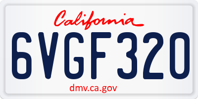 CA license plate 6VGF320