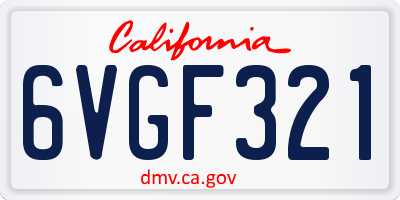 CA license plate 6VGF321