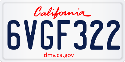 CA license plate 6VGF322