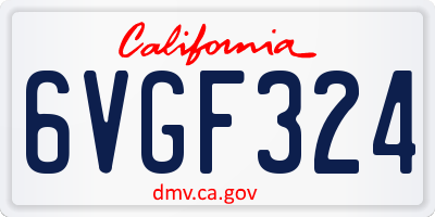 CA license plate 6VGF324