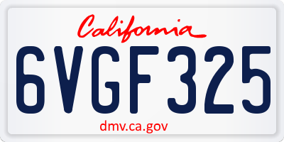 CA license plate 6VGF325