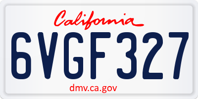 CA license plate 6VGF327