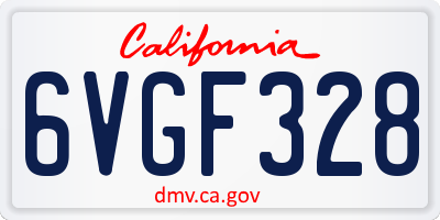 CA license plate 6VGF328