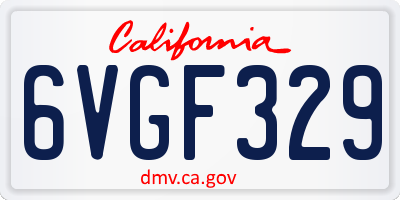 CA license plate 6VGF329