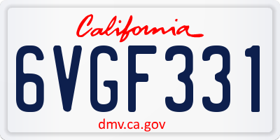 CA license plate 6VGF331