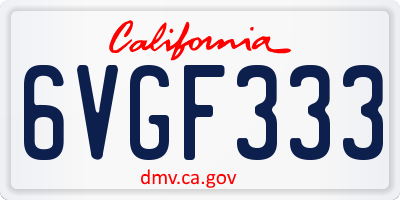 CA license plate 6VGF333