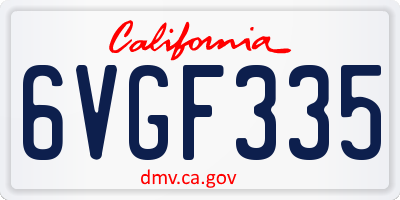 CA license plate 6VGF335