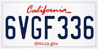 CA license plate 6VGF336