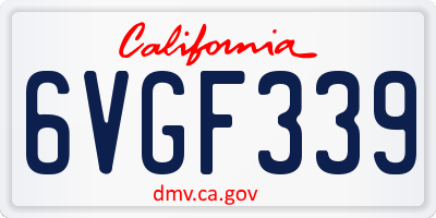 CA license plate 6VGF339