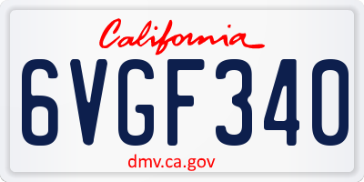 CA license plate 6VGF340