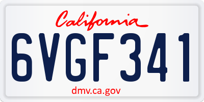 CA license plate 6VGF341