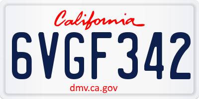 CA license plate 6VGF342