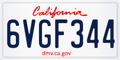 CA license plate 6VGF344