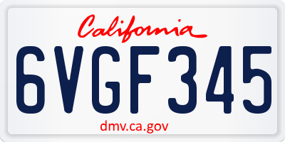 CA license plate 6VGF345