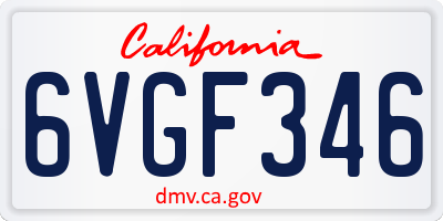 CA license plate 6VGF346