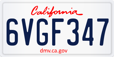 CA license plate 6VGF347