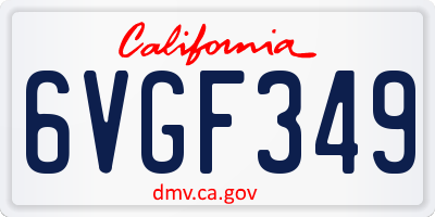 CA license plate 6VGF349