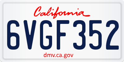 CA license plate 6VGF352