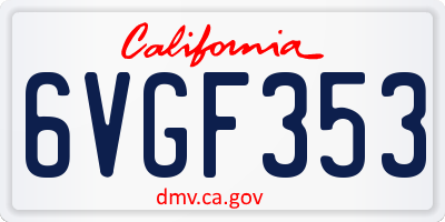 CA license plate 6VGF353