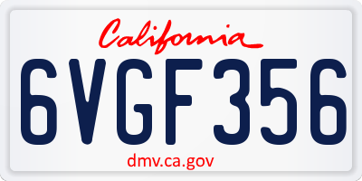 CA license plate 6VGF356