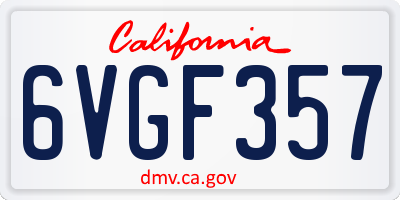 CA license plate 6VGF357