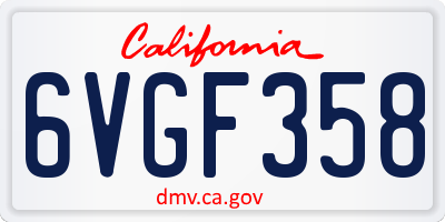CA license plate 6VGF358