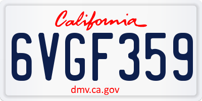 CA license plate 6VGF359