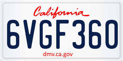 CA license plate 6VGF360