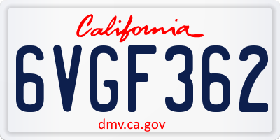 CA license plate 6VGF362