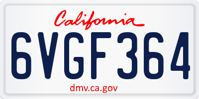 CA license plate 6VGF364