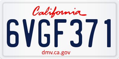 CA license plate 6VGF371